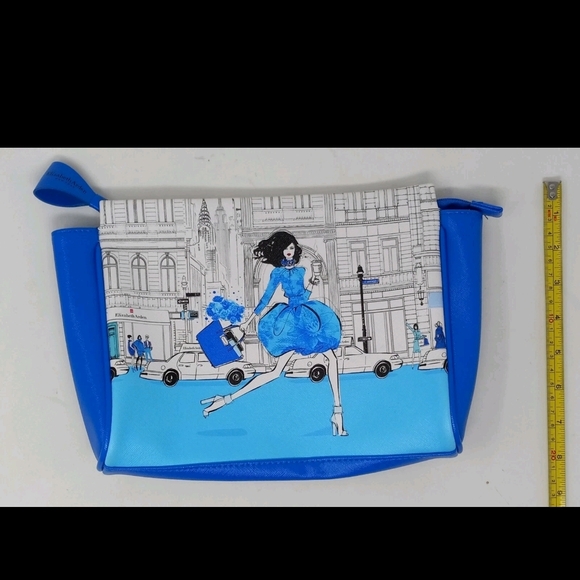 Handbags - Elizabeth Arden New York NY 5th Ave City Scene Cosmetic Travel Bag Purse Blue